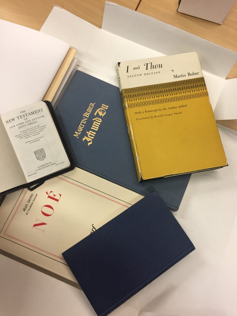 The literature found in his briefcase.